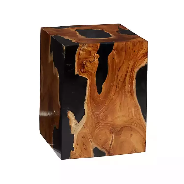 Natural Abstract Teak Wood Grain Accent Table>Kirklands Home Shop