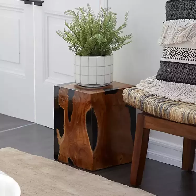 Natural Abstract Teak Wood Grain Accent Table>Kirklands Home Shop