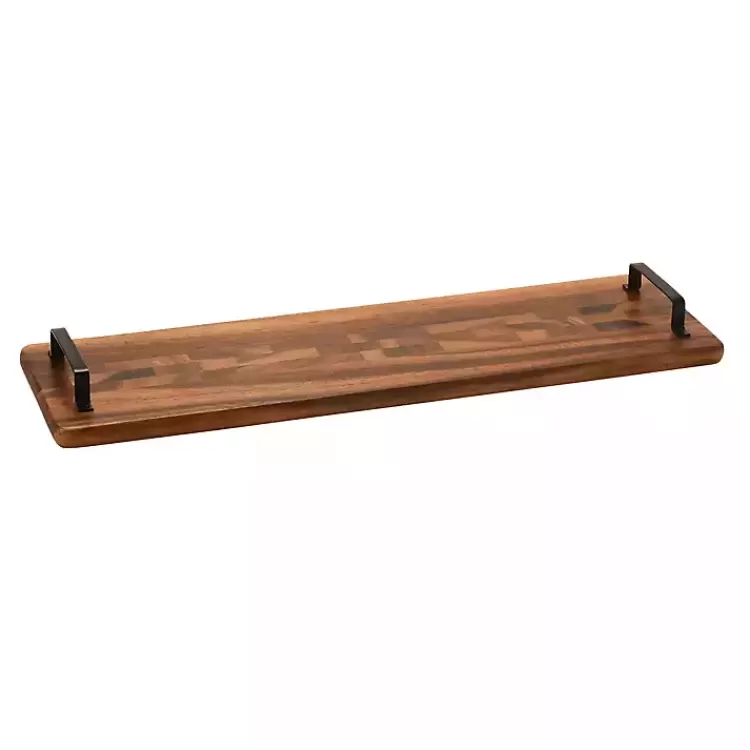 Natural Acacia Long Tray with Handles>Kirklands Home Flash Sale