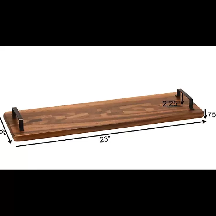 Natural Acacia Long Tray with Handles>Kirklands Home Flash Sale