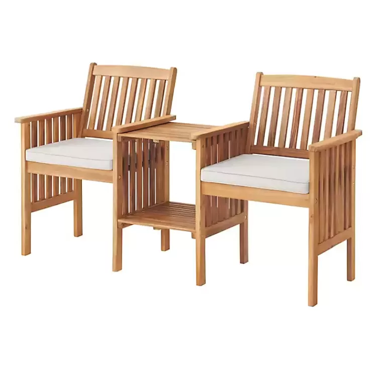 Natural Acacia Wood Ivory Cushion 3-pc. Patio Set>Kirklands Home New