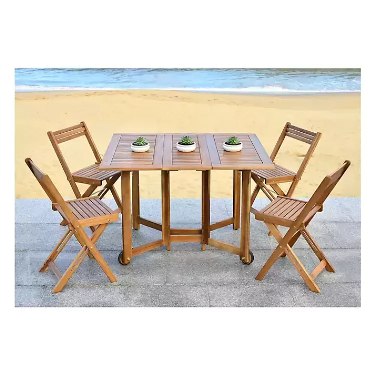 Natural Acacia Wood 4-pc. Foldable Dining Set>Kirklands Home Cheap