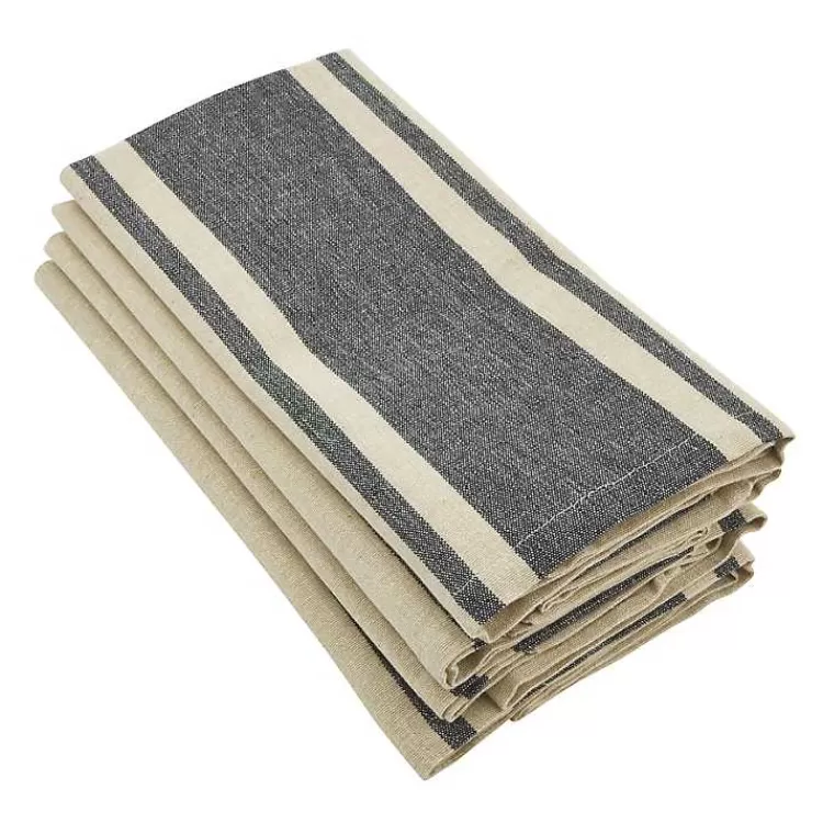 Natural and Black Banded Cotton Napkins, Set of 4>Kirklands Home Discount