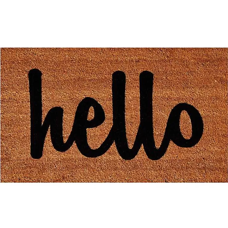 Natural and Black Coir Hello Doormat, 29x17 in.>Kirklands Home Online