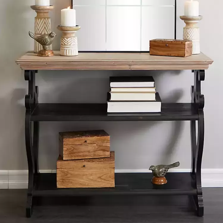 natural_and_black_wood_tier_console_table_4.webp Natural and Wood 3-Tier Console Table>Kirklands Home Clearance
