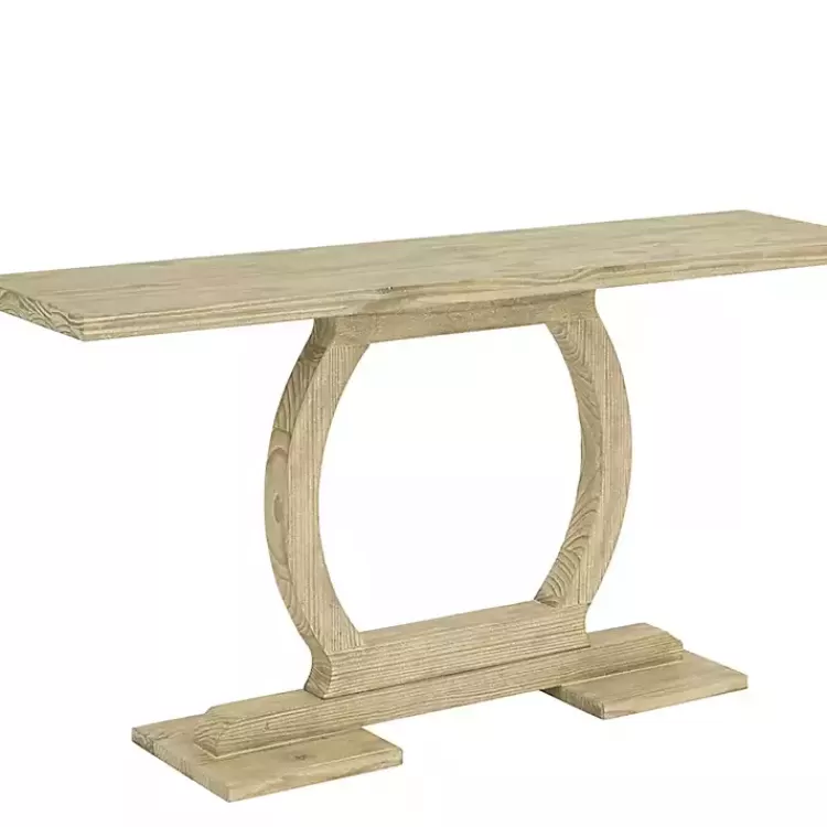 Natural Barnwood Circular Pedestal Console Table>Kirklands Home Online