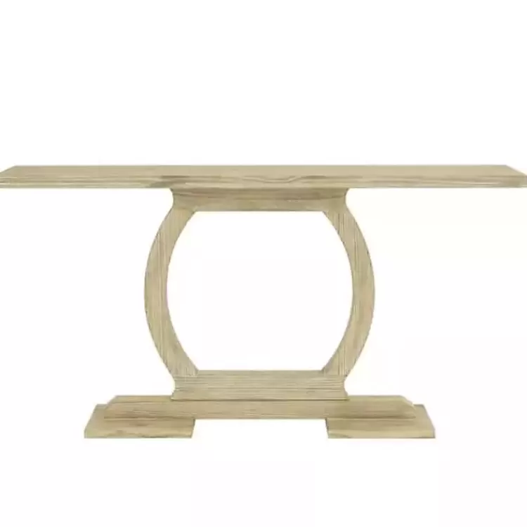 Natural Barnwood Circular Pedestal Console Table>Kirklands Home Online