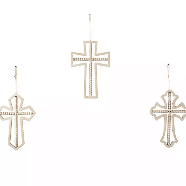 Natural Beaded Wood Cross Wall Plaques, Set of 3>Kirklands Home Best Sale