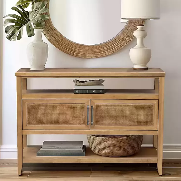 Natural Cane Martha Sterwart Console Table>Kirklands Home Clearance