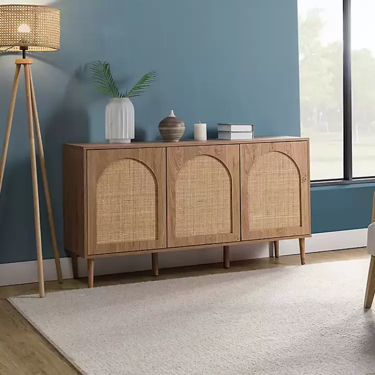 Natural Cane Wood Arched Sideboard Cabinet>Kirklands Home Sale