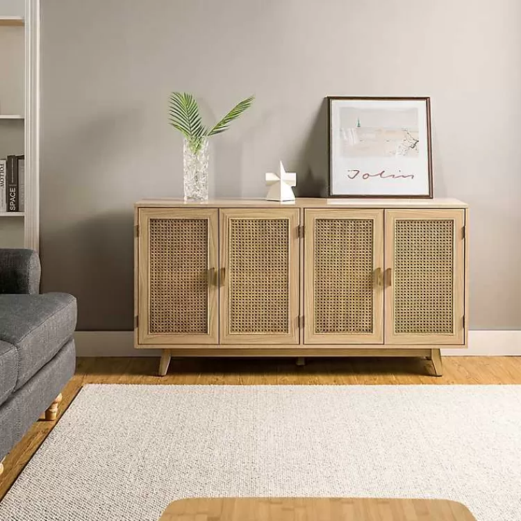 Natural Cane Wood Storage Media Cabinet>Kirklands Home Fashion