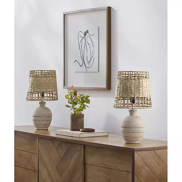 Natural Ceramic 2-pc. Lamps with Seagrass Shades>Kirklands Home Clearance