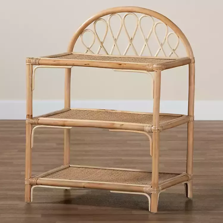 Natural Curled Rattan 3-Tiered Bookcase>Kirklands Home Best