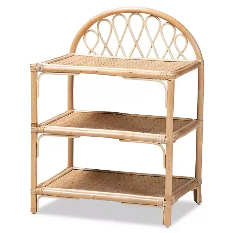 Natural Curled Rattan 3-Tiered Bookcase>Kirklands Home Best