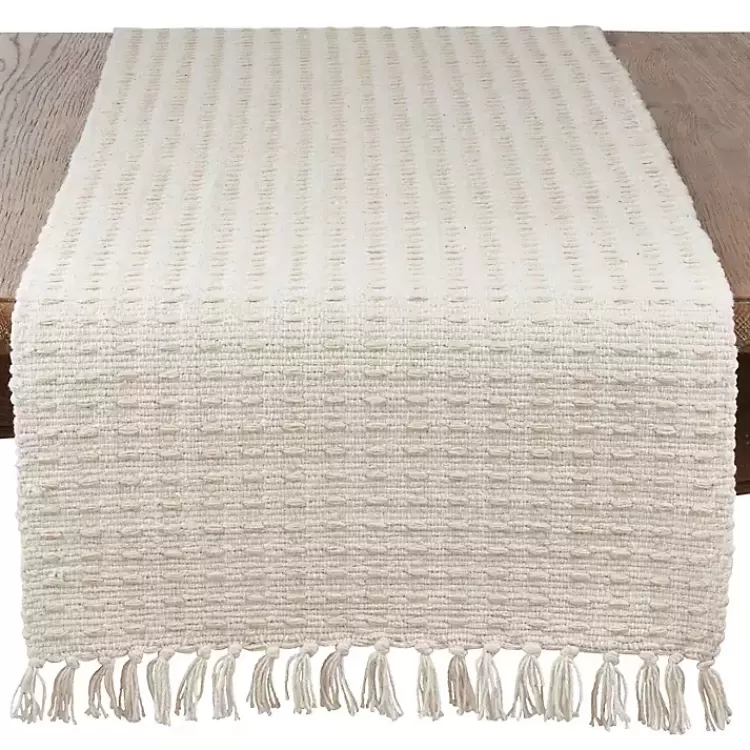 Natural Dashed Woven Long Cotton Runner>Kirklands Home Hot