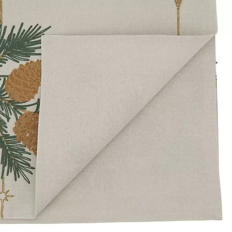 Natural Embroidered Pinecone Table Runner>Kirklands Home Hot