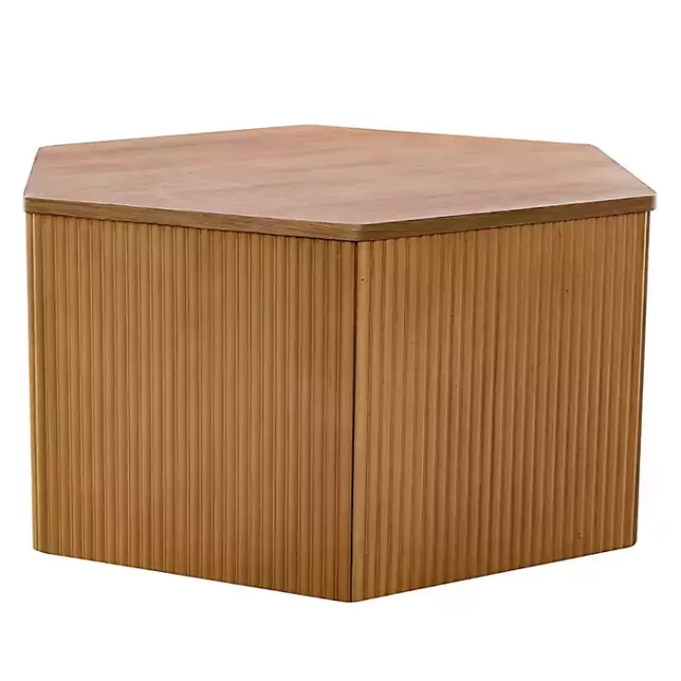 Natural Fluted Hexagon Coffee Table>Kirklands Home New