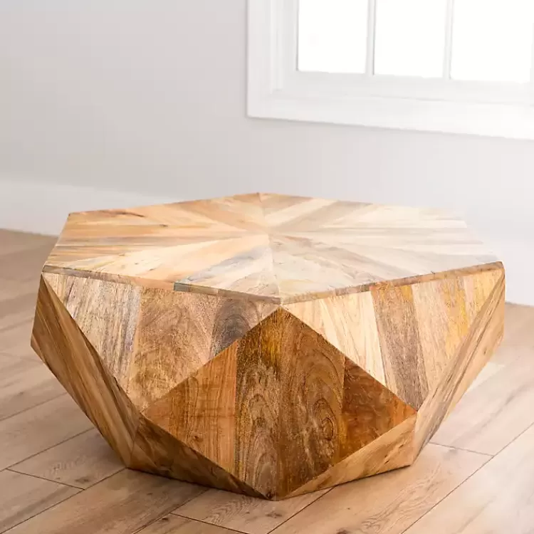 Natural Hexagon Mango Wood Coffee Table>Kirklands Home Hot