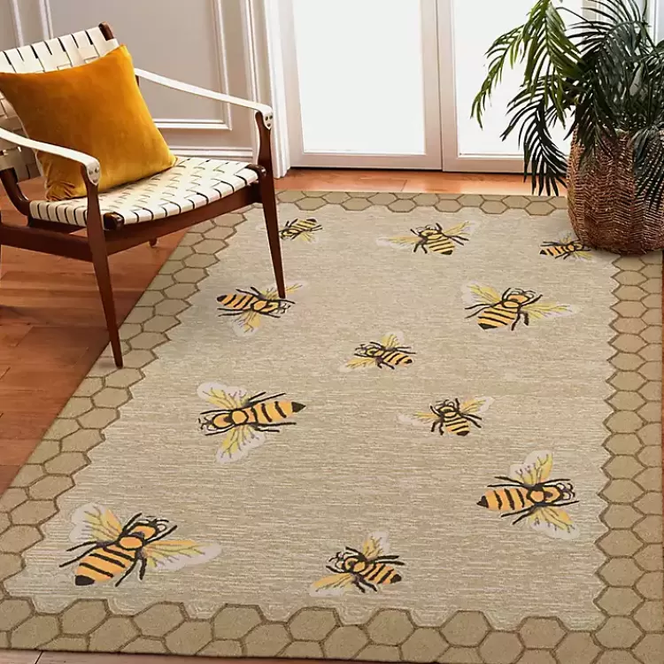 natural_honeycomb__bees_outdoor_accent_rug_6.webp Natural Honeycomb & Bees Outdoor Accent Rug>Kirklands Home Online
