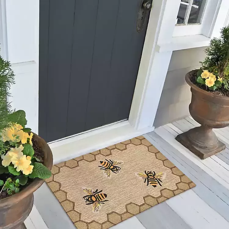 natural_honeycomb__bees_outdoor_accent_rug_7.webp Natural Honeycomb & Bees Outdoor Accent Rug>Kirklands Home Online