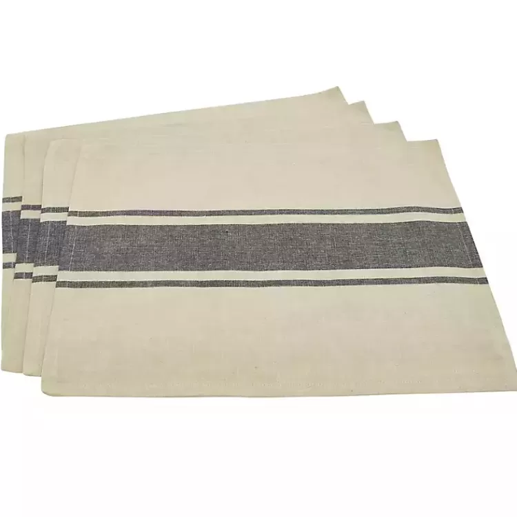 Natural Ivory Banded Cotton Placemats, Set of 4>Kirklands Home Fashion