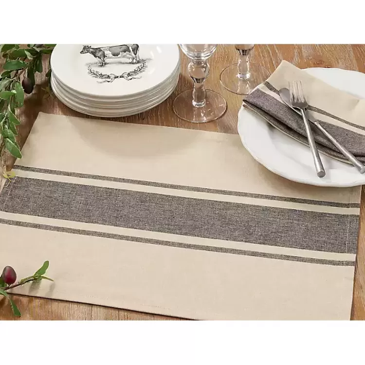 Natural Ivory Banded Cotton Placemats, Set of 4>Kirklands Home Fashion