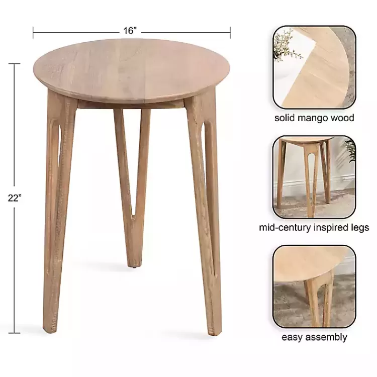 Natural Mango Wood Round Kershaw Accent Table>Kirklands Home Clearance