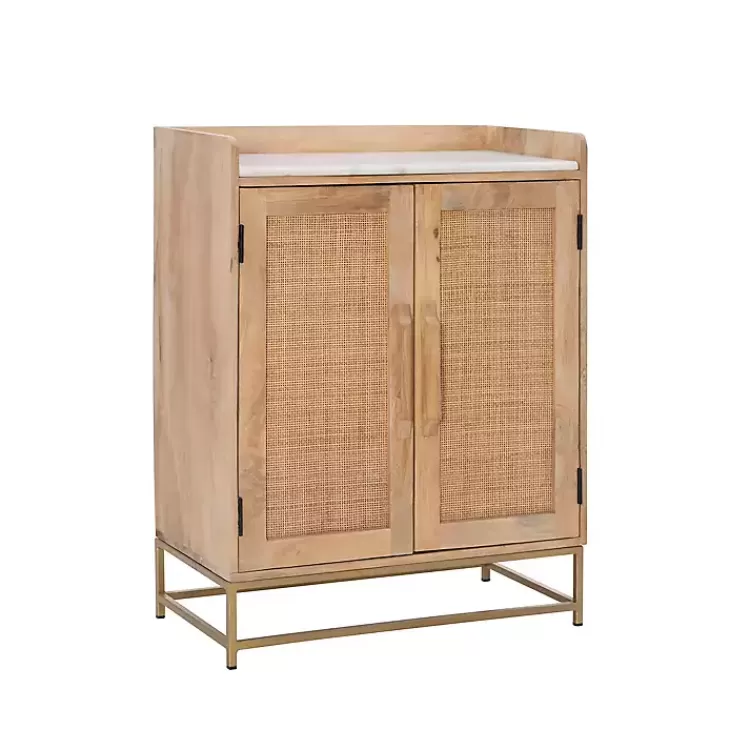 Natural Marble Rattan Front Bar Cabinet>Kirklands Home Cheap