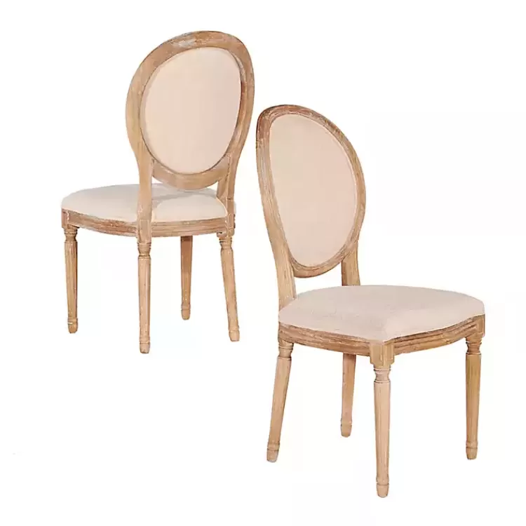 Natural Oval Back Linen Dining Chairs, Set of 2>Kirklands Home Cheap