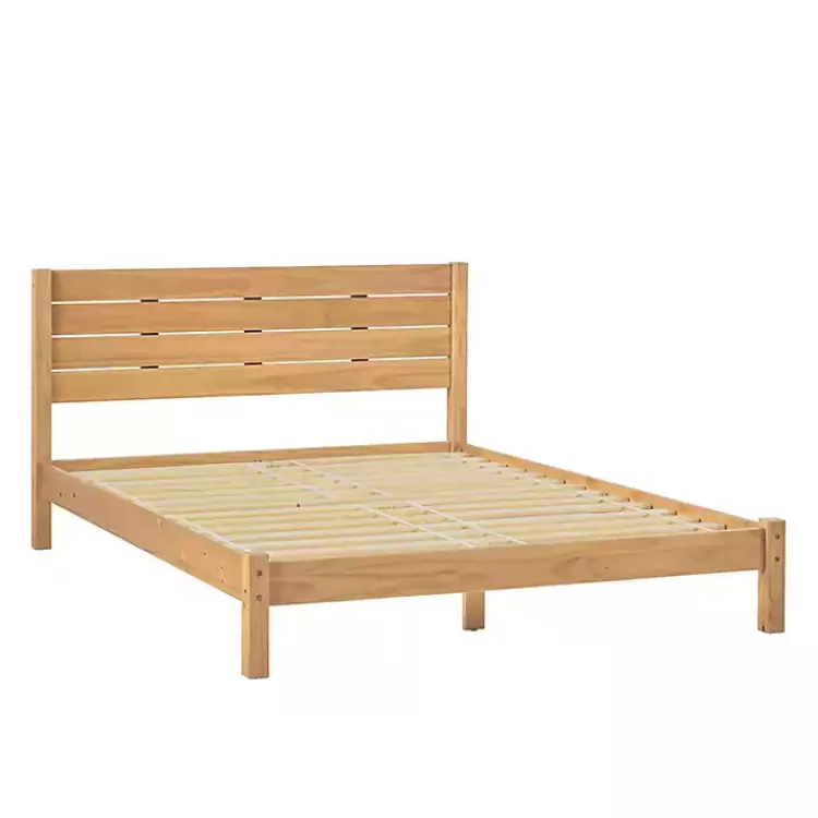Natural Pine Wood Slatted Headboard Queen Bed>Kirklands Home Cheap