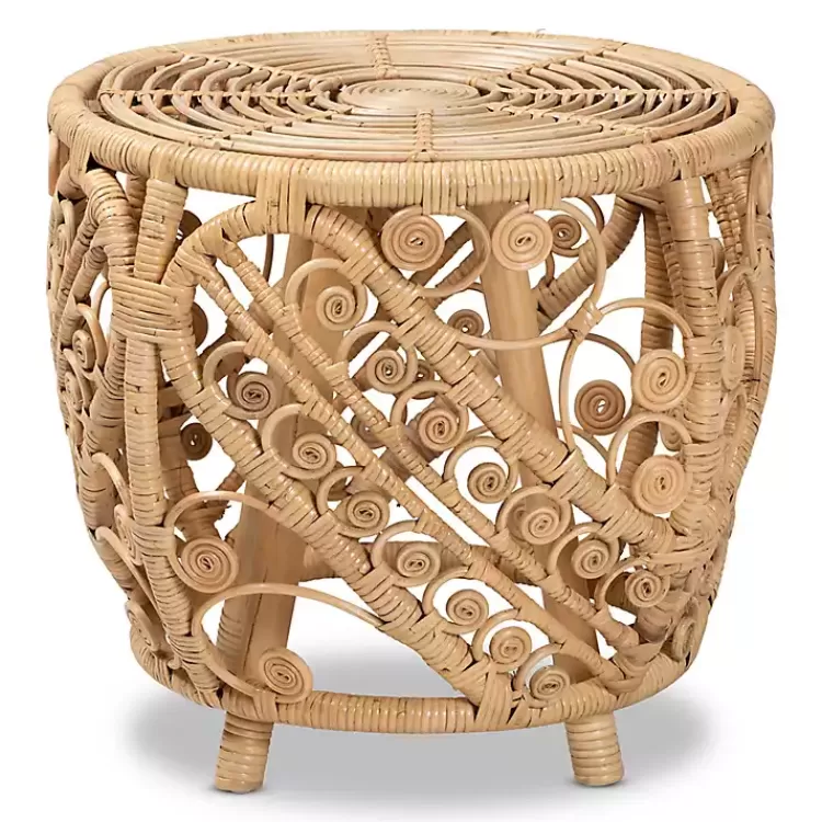 Natural Rat Open Woven Accent Table>Kirklands Home Store