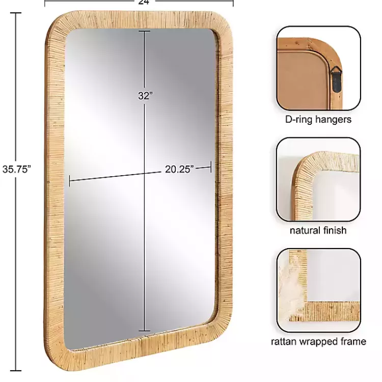 Natural Rattan Rounded Rectangle Wall Mirror>Kirklands Home Flash Sale