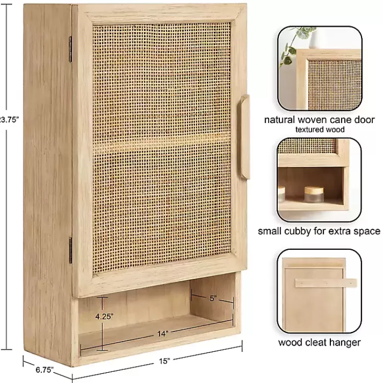 Natural Rattan Wall Cabinet with Shelf>Kirklands Home Discount