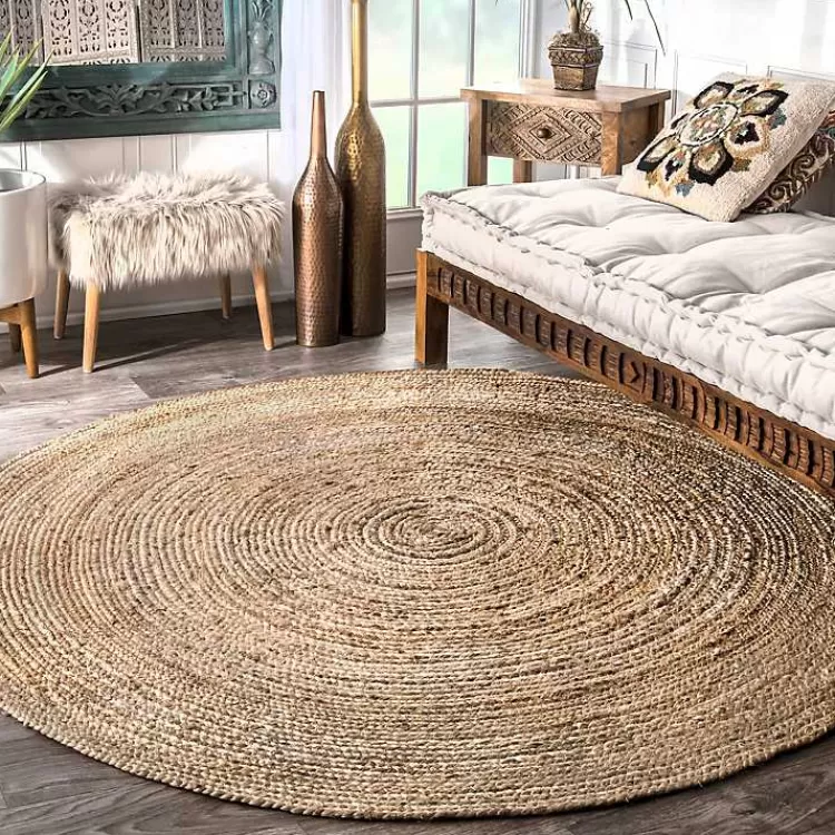 Natural Reno Woven Round Area Rug, 6 ft.>Kirklands Home Clearance
