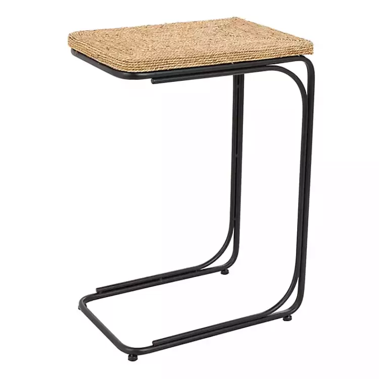 Natural Seagrass and Black Metal C-Table>Kirklands Home Outlet