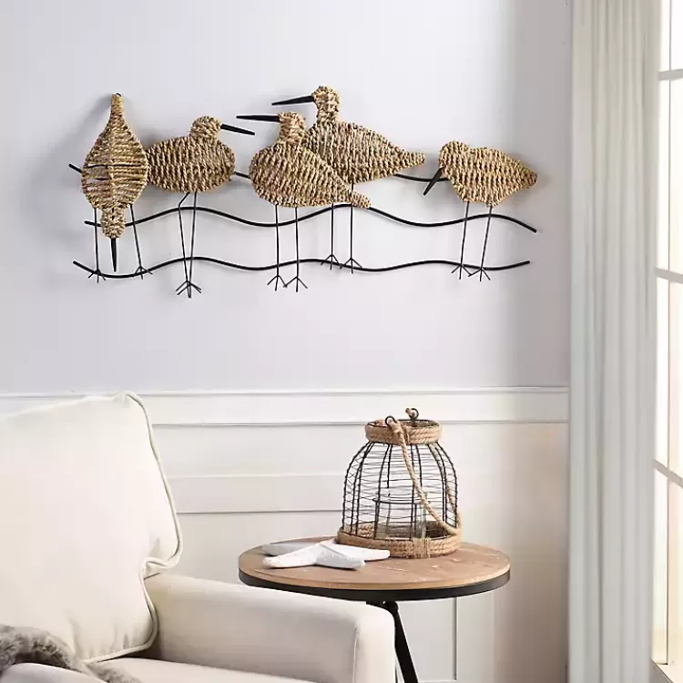 Natural Seagrass and Metal Birds Wall Plaque>Kirklands Home Best