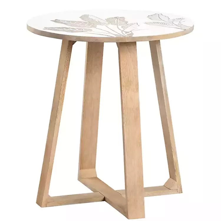 Natural Seaside Tropical Leaves Accent Table>Kirklands Home Best Sale