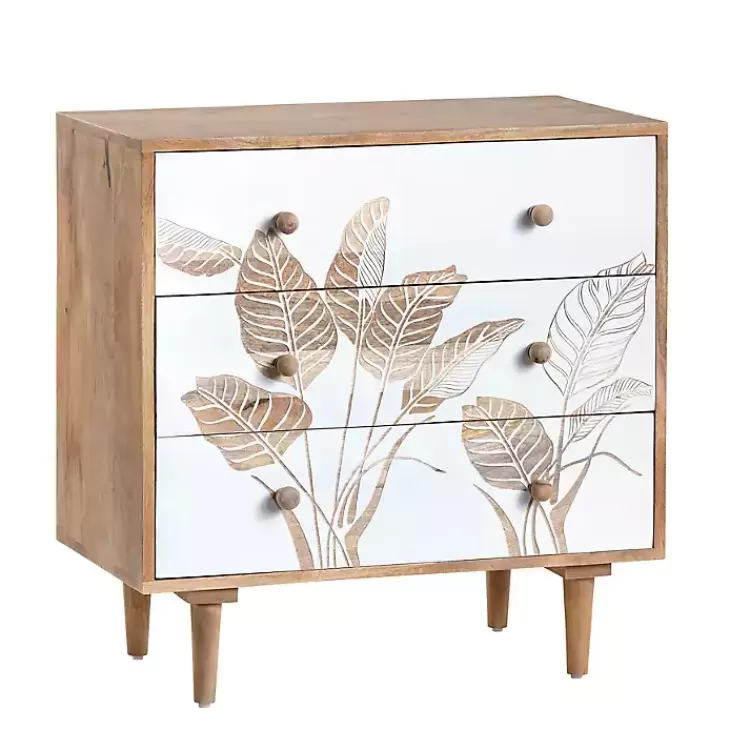 Natural Seaside Tropical Leaves 3-Drawer Chest>Kirklands Home Cheap
