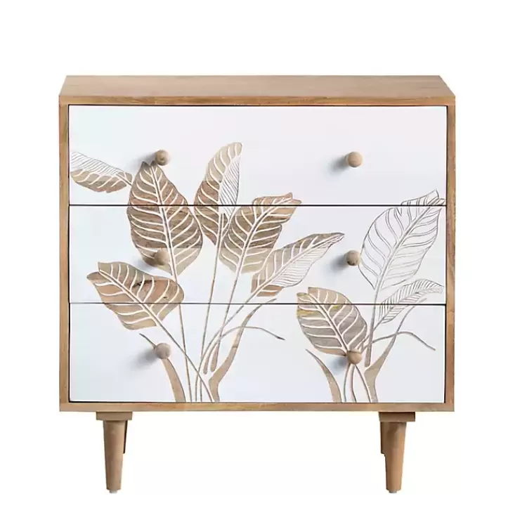 Natural Seaside Tropical Leaves 3-Drawer Chest>Kirklands Home Cheap