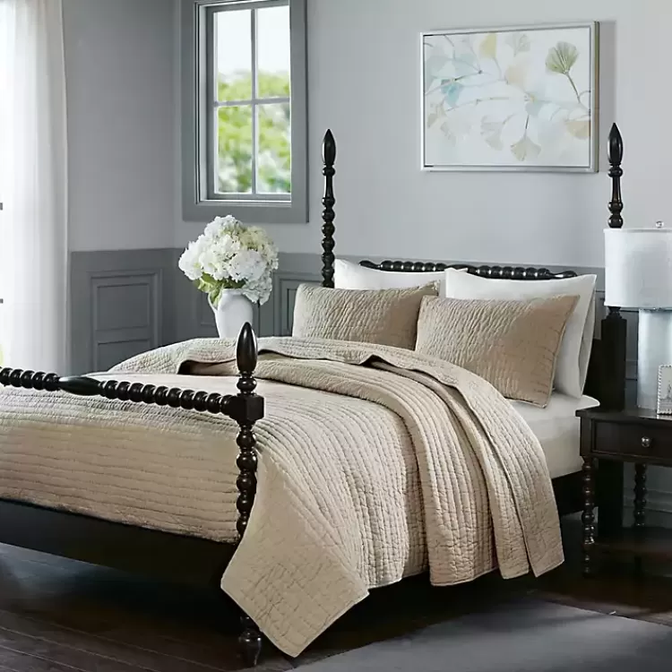 Natural Serene Quilted 3-pc. King Coverlet Set>Kirklands Home Outlet