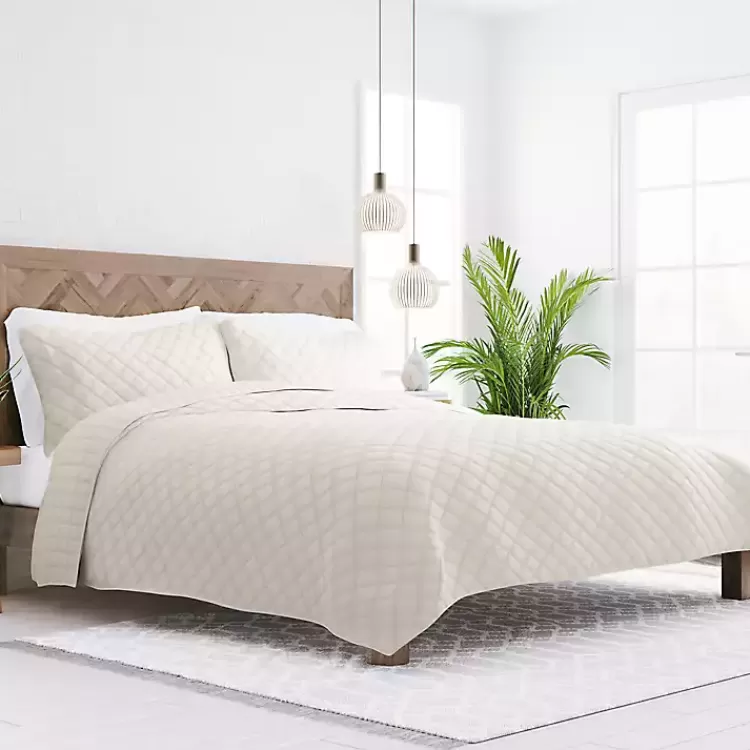 Natural Stitched Diamond 3-pc. King Quilt Set>Kirklands Home Cheap