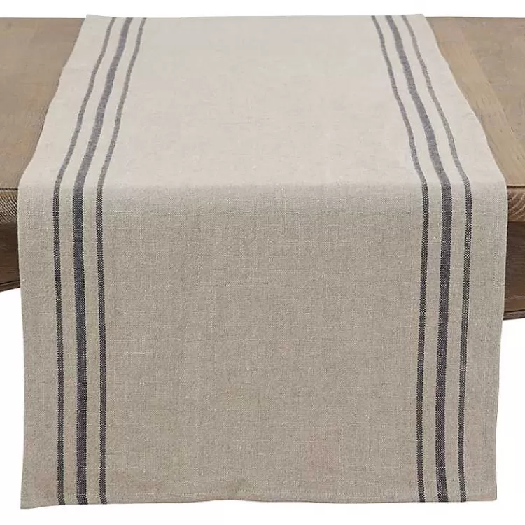 Natural Striped Linen Table Runner>Kirklands Home Hot