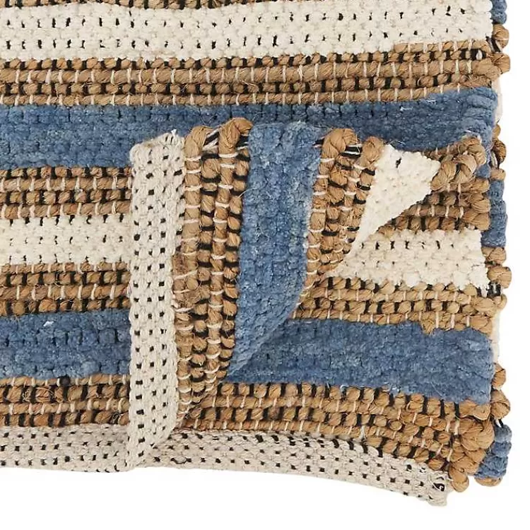 Natural Tan and Blue Striped Table Runner>Kirklands Home Online