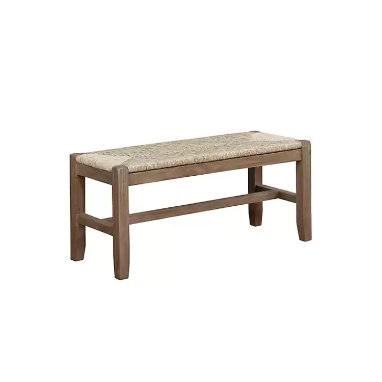 Natural Twisted Seagrass and Wood Bench>Kirklands Home Outlet