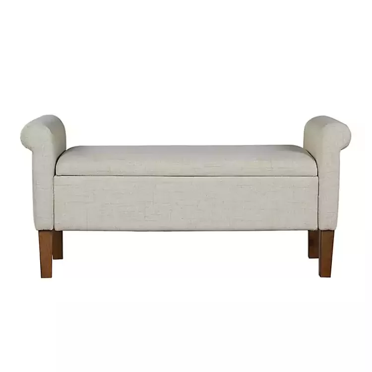 Natural Upholstered Aubrey Storage Bench>Kirklands Home Fashion