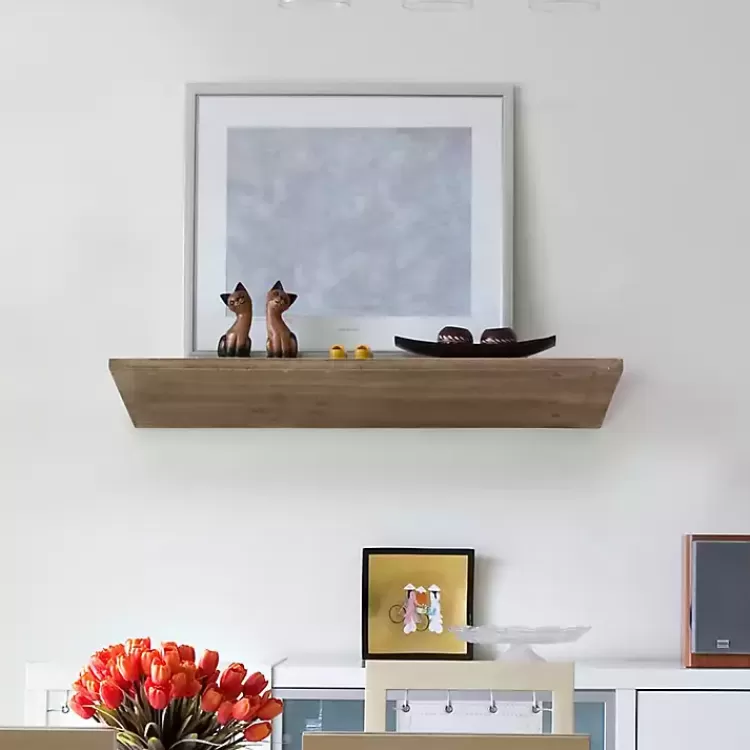 Natural Wedge Wood Small Floating Shelf>Kirklands Home Shop