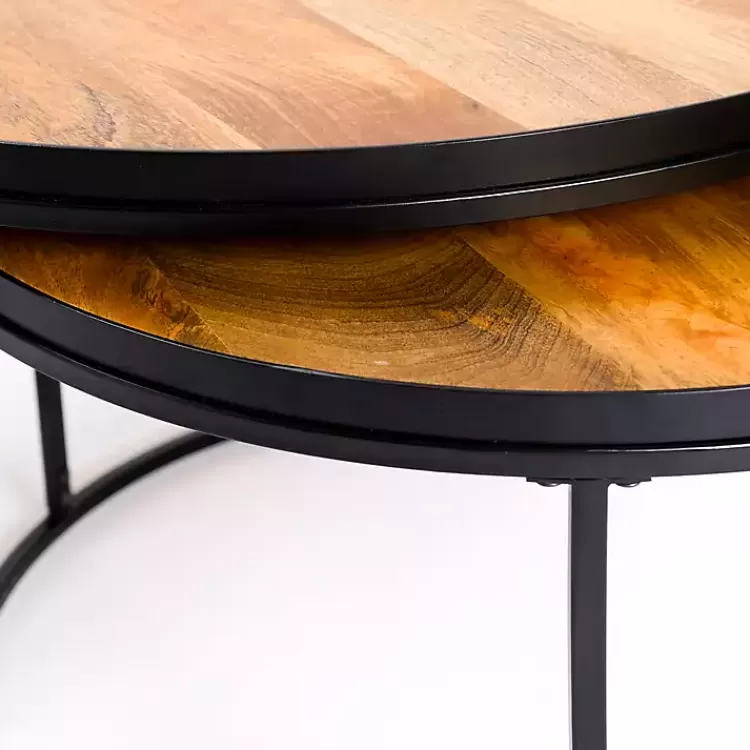 Natural Wood & Metal 2-pc. Coffee Table Set>Kirklands Home Store