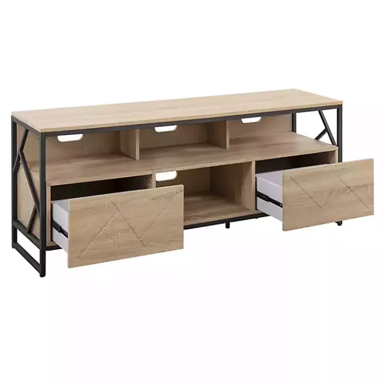 Natural Wood and Black Steel Media Sd>Kirklands Home Flash Sale