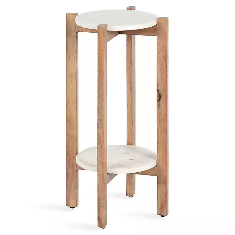 Natural Wood and Marble Moxley Accent Table>Kirklands Home Cheap