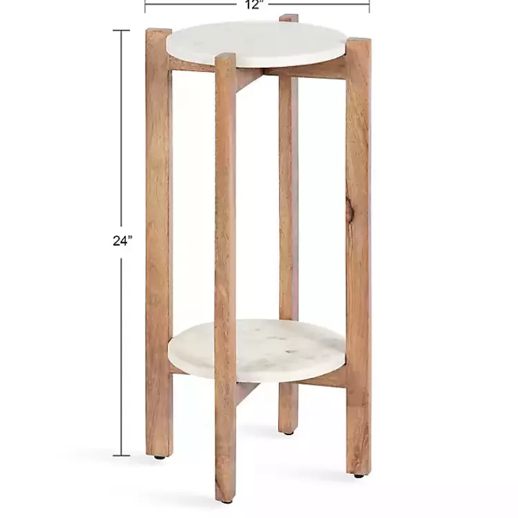 Natural Wood and Marble Moxley Accent Table>Kirklands Home Cheap